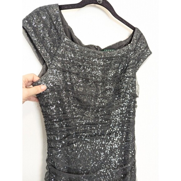 Lauren Ralph Lauren Gray Sequin Mesh Dress Size 6 - Picture 5 of 13